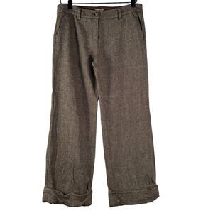 Anthropologie Elevenses Womens Trousers Pockets Brown Wide Leg Wool Blend 6
